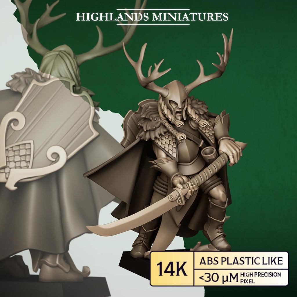 Wood Elves Feral Highborn (spear, bow) - Highlands Miniatures