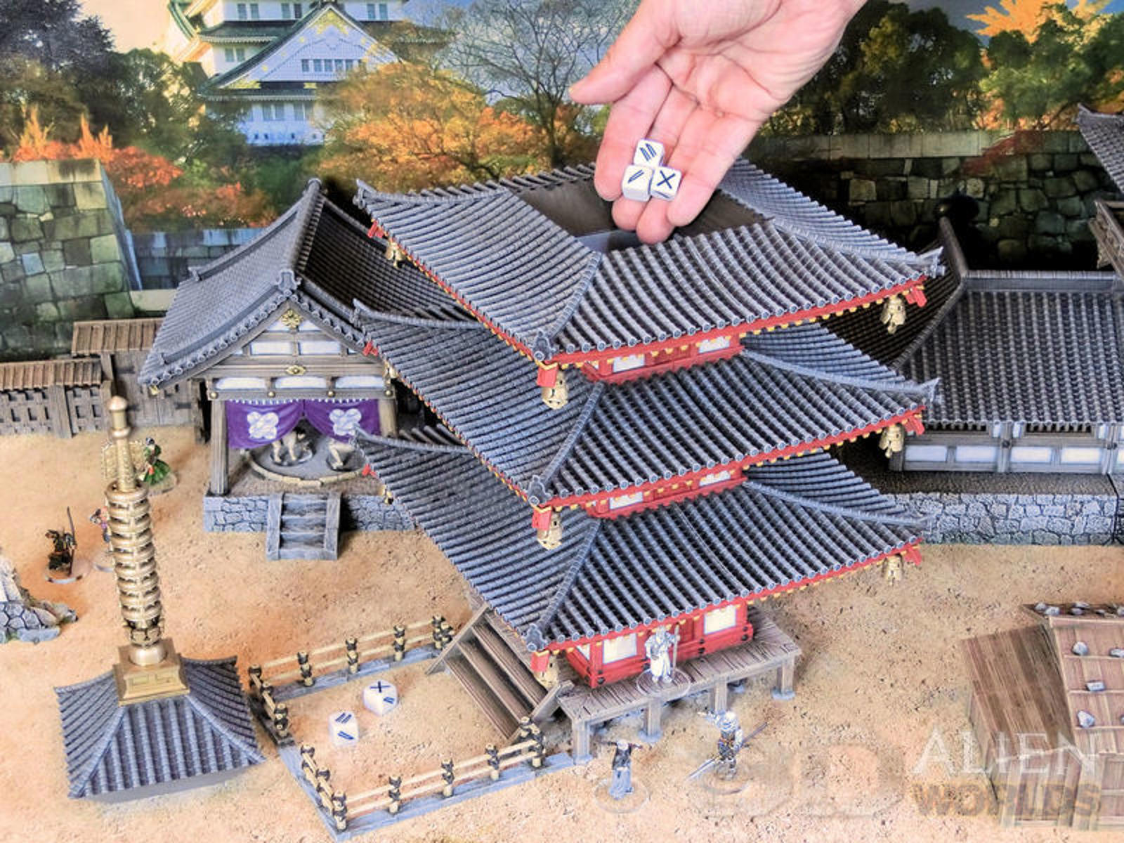 Samurai Pagoda Dice Tower 28mm 3D printed Gaming terrain - 3D Alien Worlds