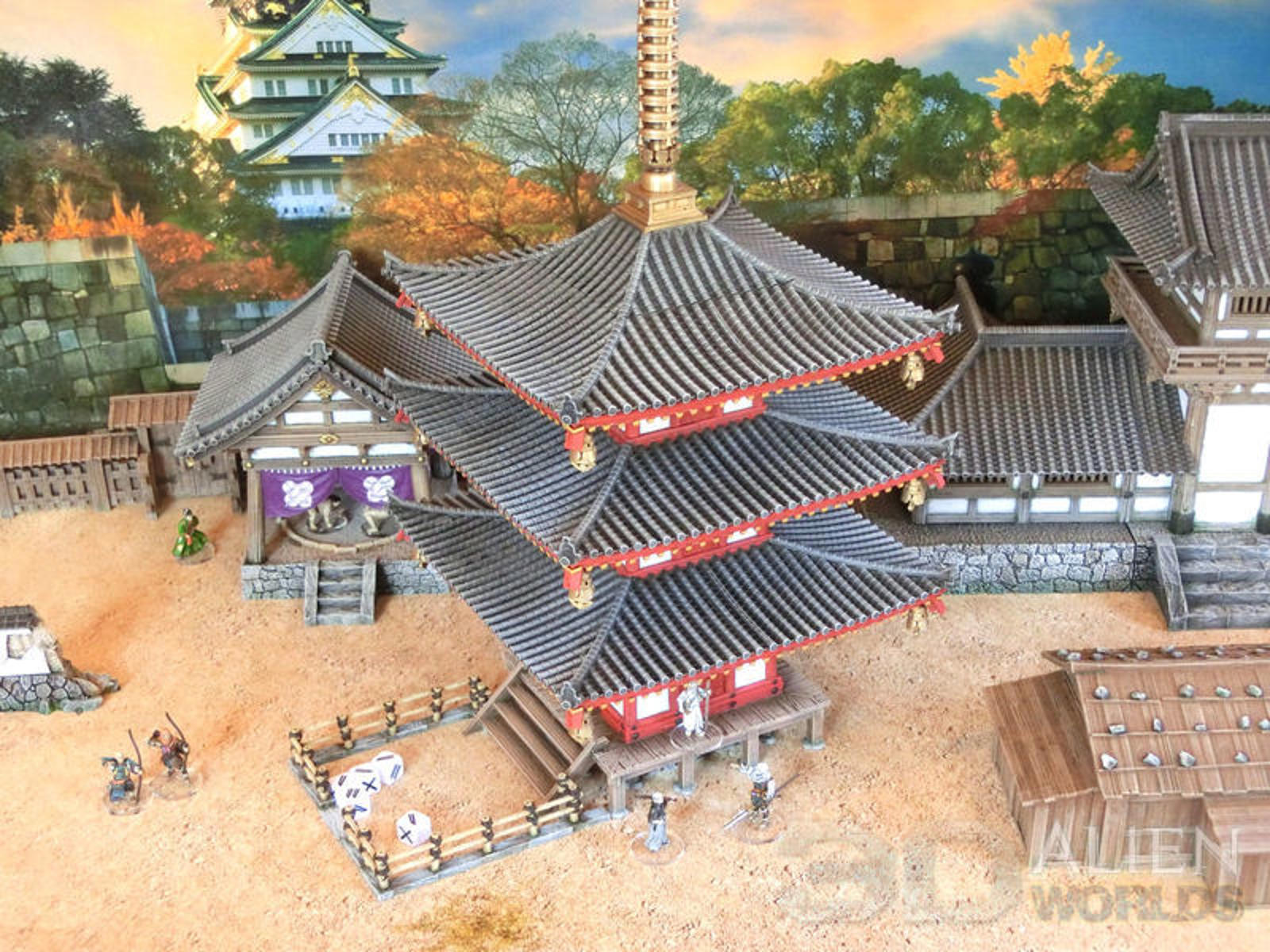 Samurai Pagoda Dice Tower 28mm 3D printed Gaming terrain - 3D Alien Worlds