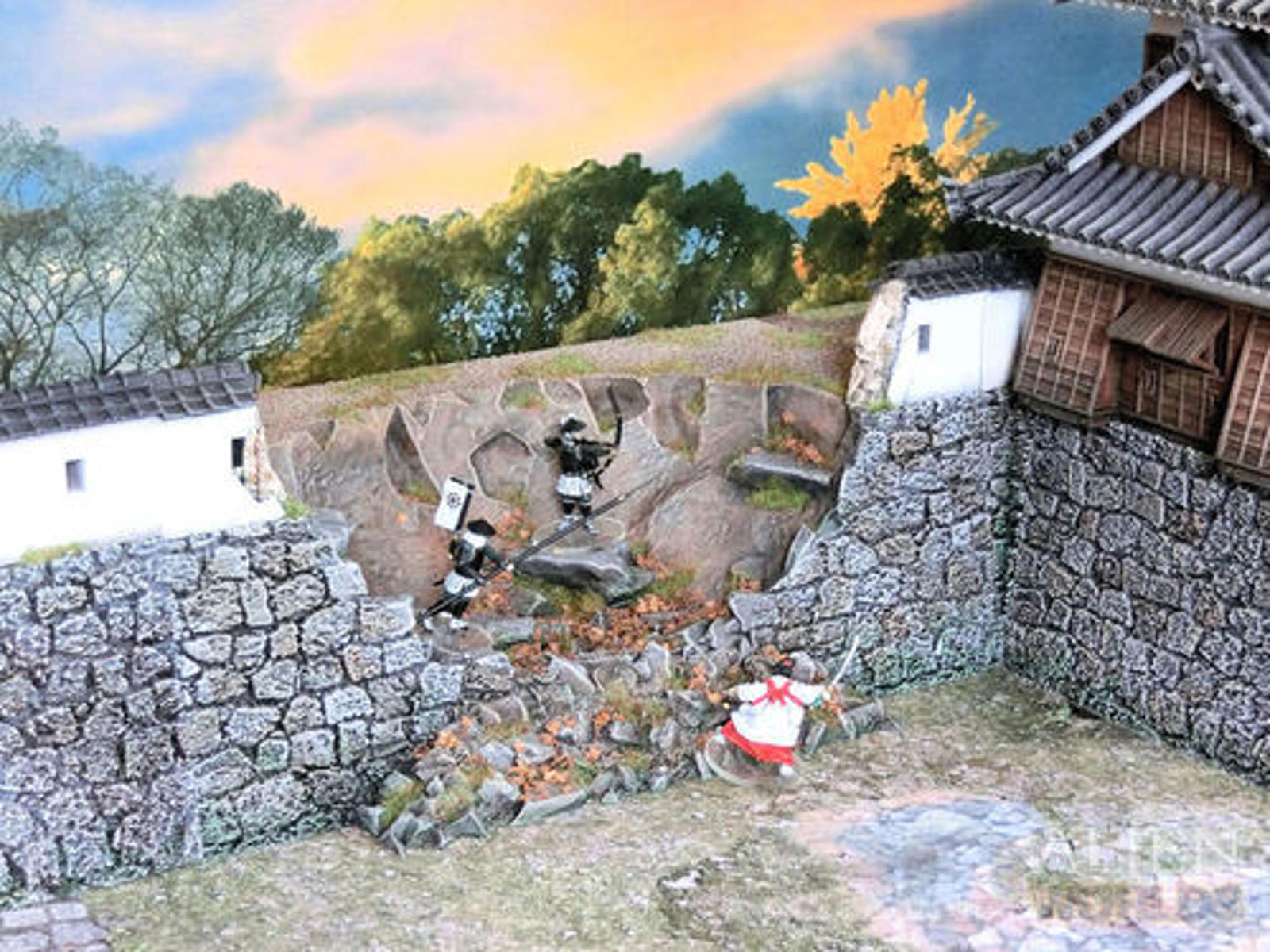 Samurai Ruined Castle Wall 28mm 3D printed Gaming terrain - 3D Alien Worlds