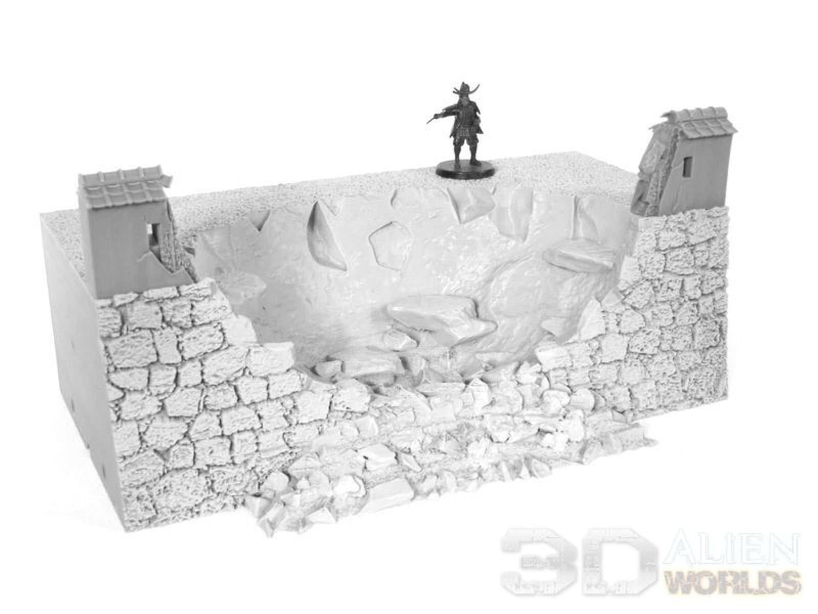 Samurai Ruined Castle Wall 28mm 3D printed Gaming terrain - 3D Alien Worlds