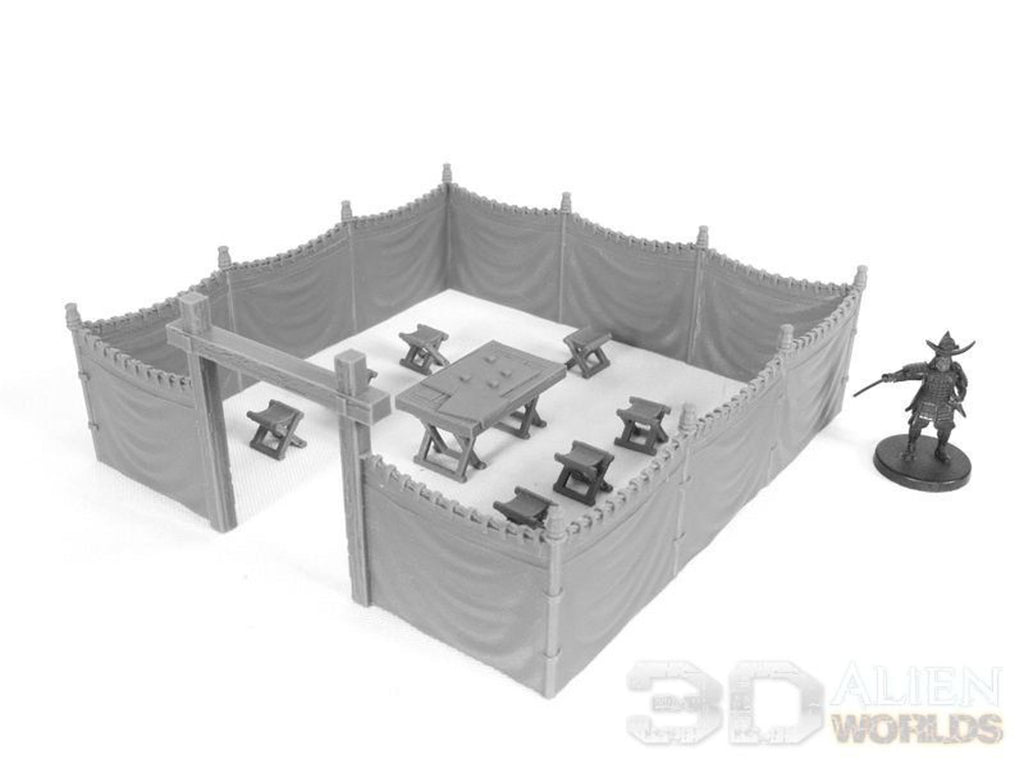 Samurai Jinmaku Curtains Set 28mm 3D printed Gaming terrain - 3D Alien Worlds