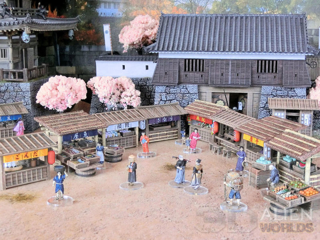 Samurai Market Stalls 28mm 3D printed Gaming Terrain - 3D Alien Worlds