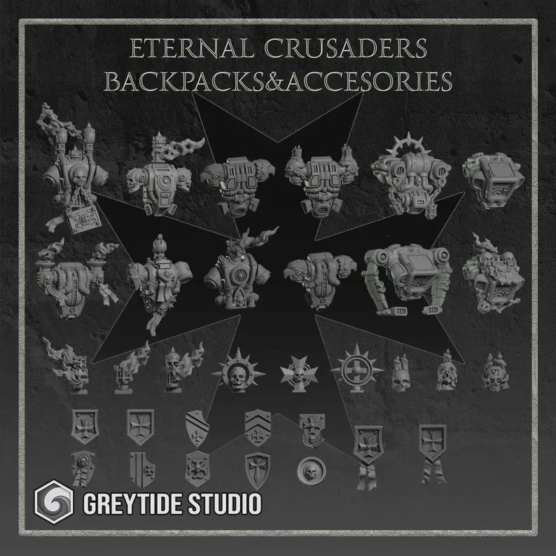 Eternal Crusaders Backpack Upgrades. GreyTide Studio | Tabletop Miniature Wargaming Grim-Dark Sci-Fi  Proxy