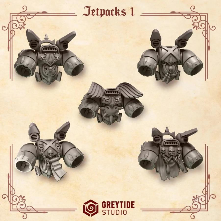Crimson Lords Winged Jetpacks Set 1 Upgrade | RPG Tabletop Miniature Wargaming Grim-Dark Sci-Fi
