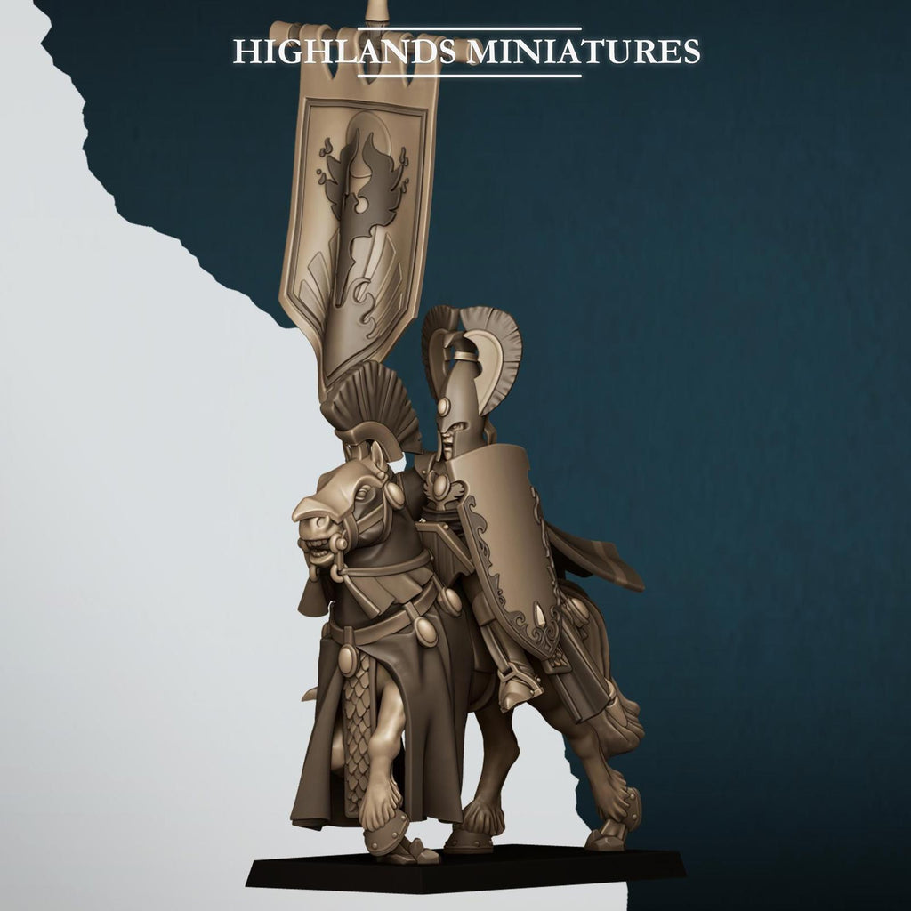 Aegean Elf BSB (mounted, on foot) - Highlands Miniatures