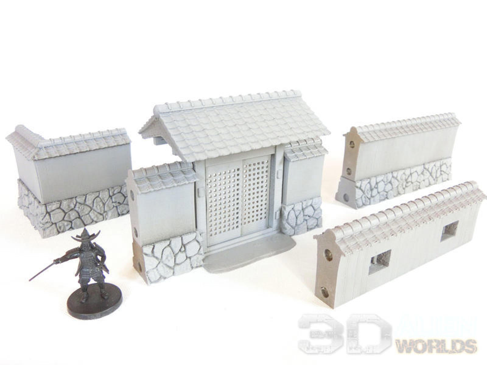 Samurai Stone Walls Builder  28mm 3D printed Gaming terrain - 3D Alien Worlds
