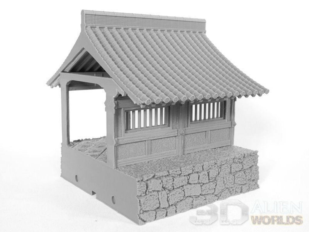 Samurai Temple Straight Wall 28mm 3D printed Gaming terrain - 3D Alien Worlds