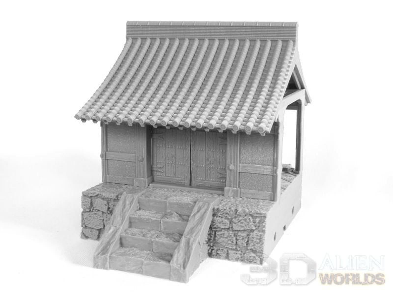 Samurai Temple Doorway Wall 28mm 3D printed Gaming terrain - 3D Alien Worlds