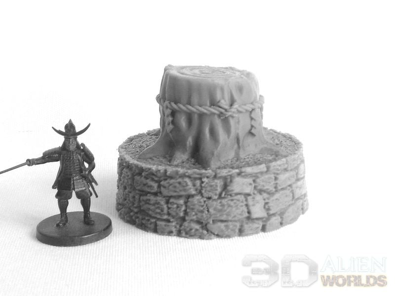 Sacred tree stump in raised stone bed - Bushido - Japanese Terrain