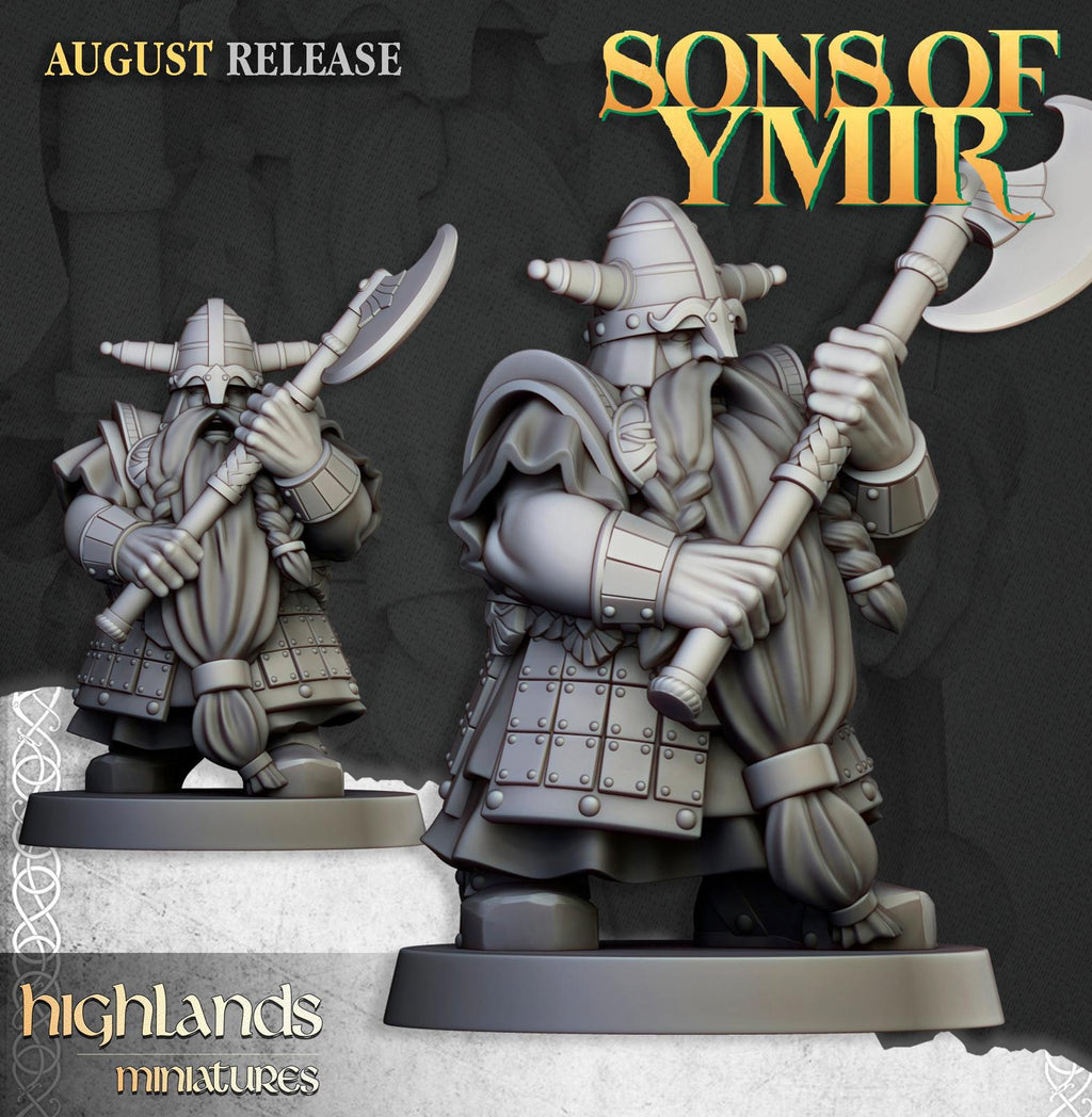 Dwarf Veterans with Two Handed Weapons - Highlands Miniatures