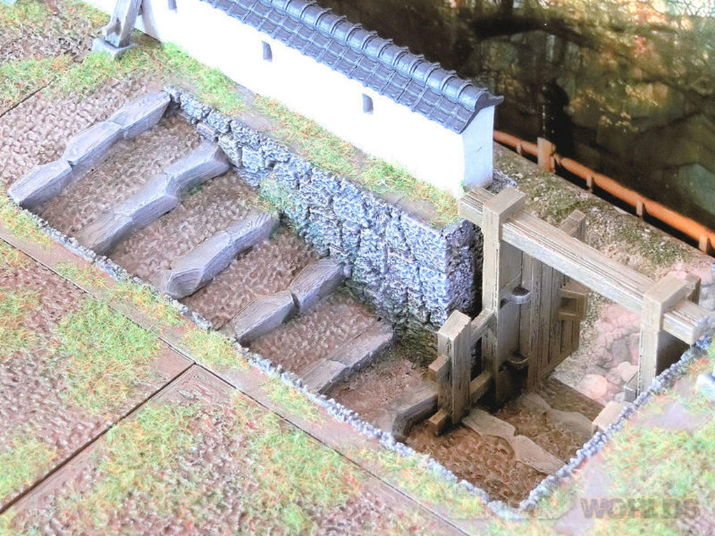 Samurai Castle Walls Slope 28mm 3D printed terrain test of honour 3DAlienworld