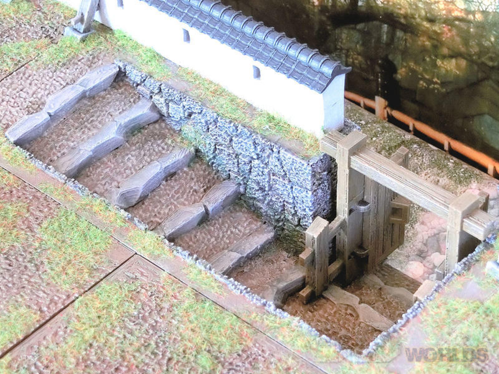 Samurai Castle Walls Slope 28mm 3D printed terrain test of honour 3DAlienworld