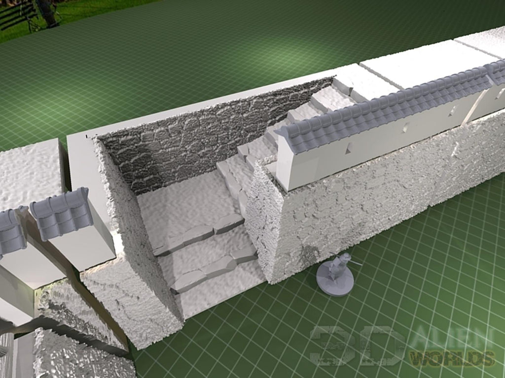 Samurai Castle Walls Slope 28mm 3D printed terrain test of honour 3DAlienworld