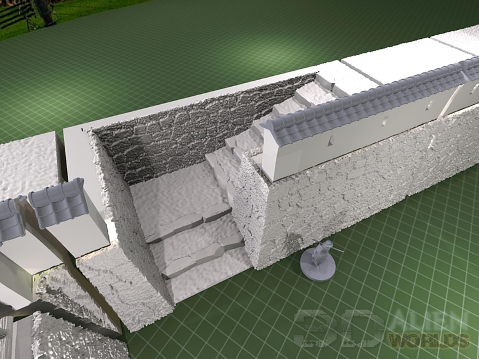 Samurai Castle Walls Slope 28mm 3D printed terrain test of honour 3DAlienworld