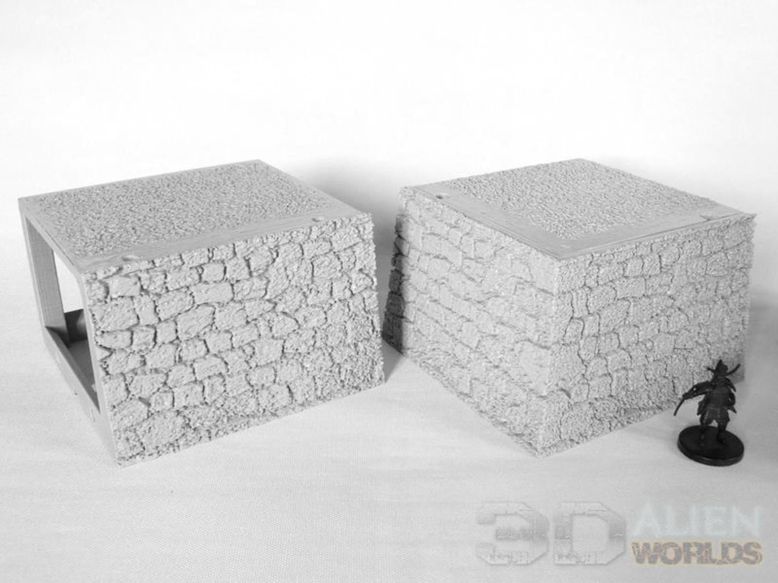 Samurai Castle Walls Corner 28mm 3D printed terrain test of honour 3DAlienworld