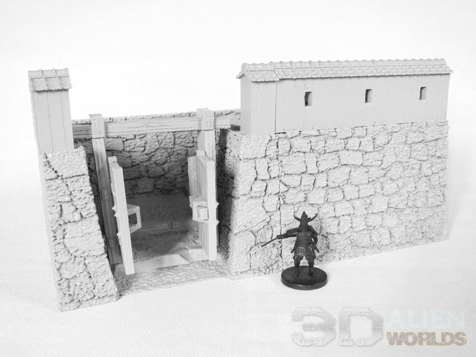 Samurai Castle Walls Slope 28mm 3D printed terrain test of honour 3DAlienworld