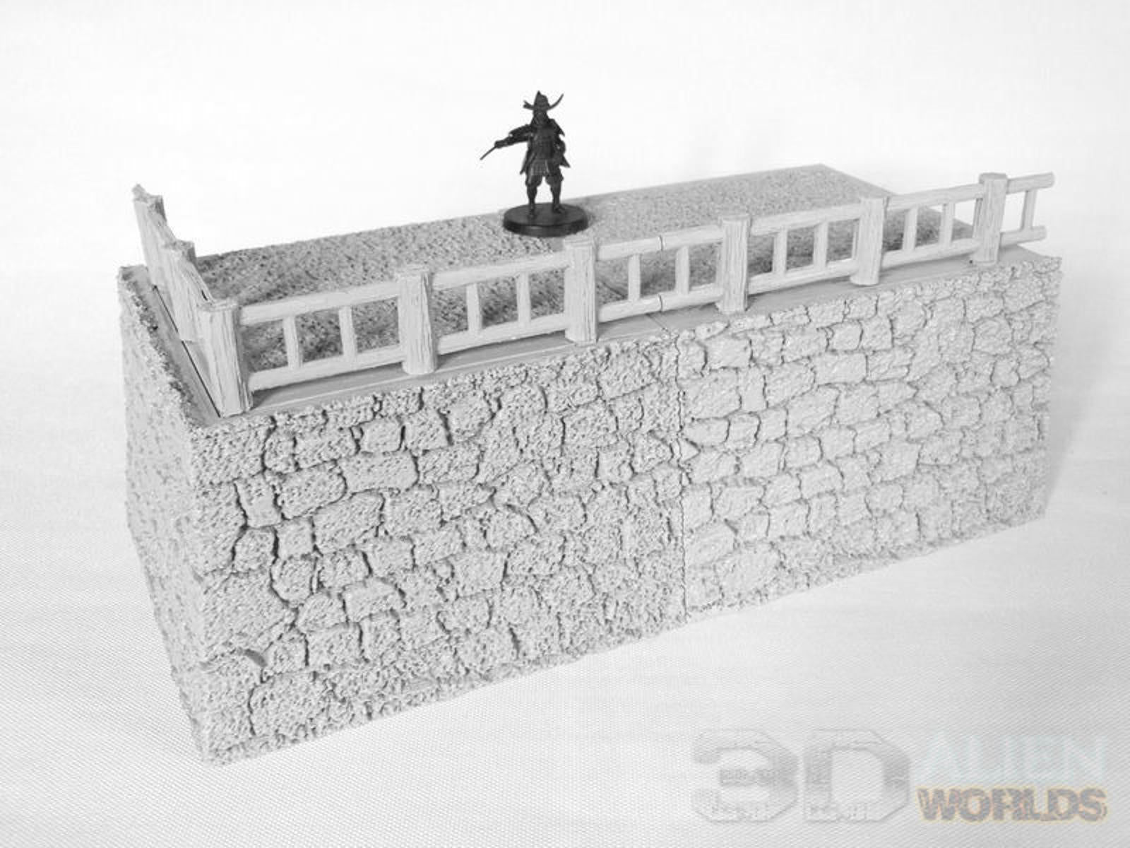 Samurai Castle Walls Straight 28mm 3D printed terrain testofhonour 3DAlienworld