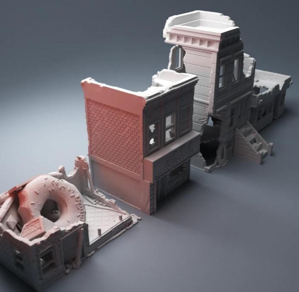 Urban Ruined Buildings Bundle – Modern City Building for MCP – Corvus Games Terrain
