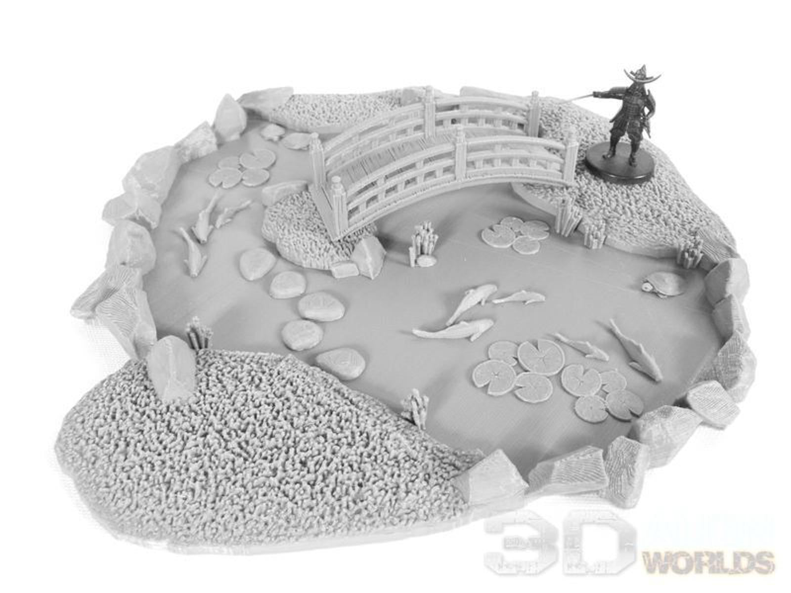 Samurai Pond large Large 20cm, resin details 3D printed scatter terrain, TOH, Bushido