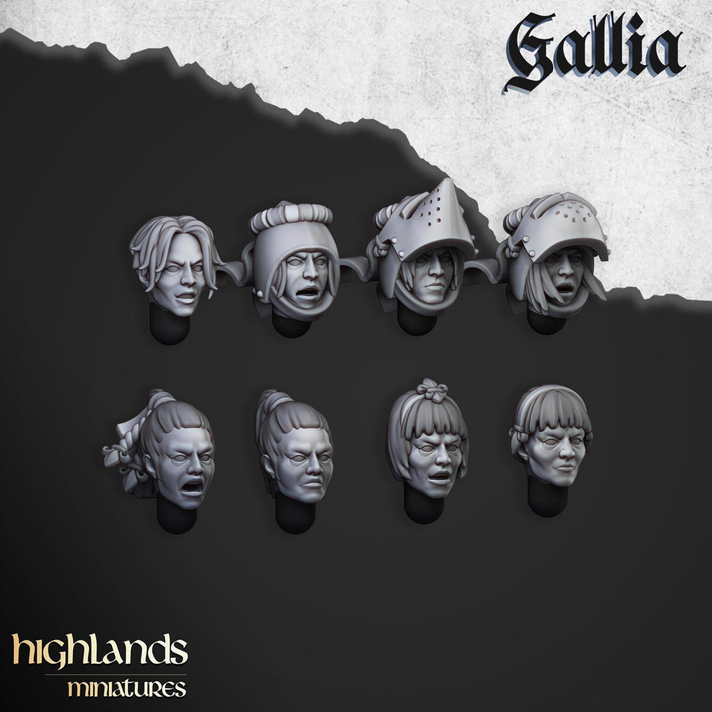 Female Heads, Knights of Gallia by Highlands Miniatures
