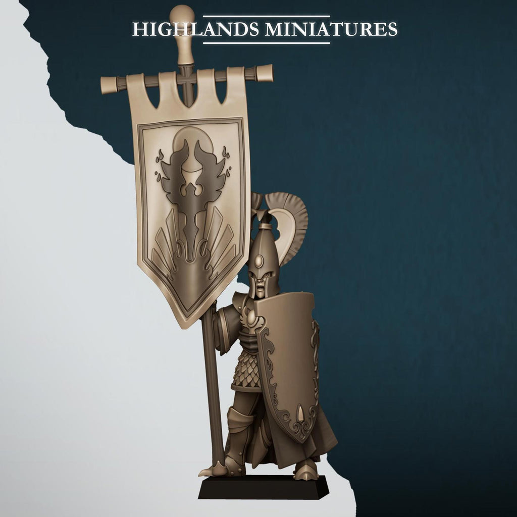 Aegean Elf BSB (mounted, on foot) - Highlands Miniatures