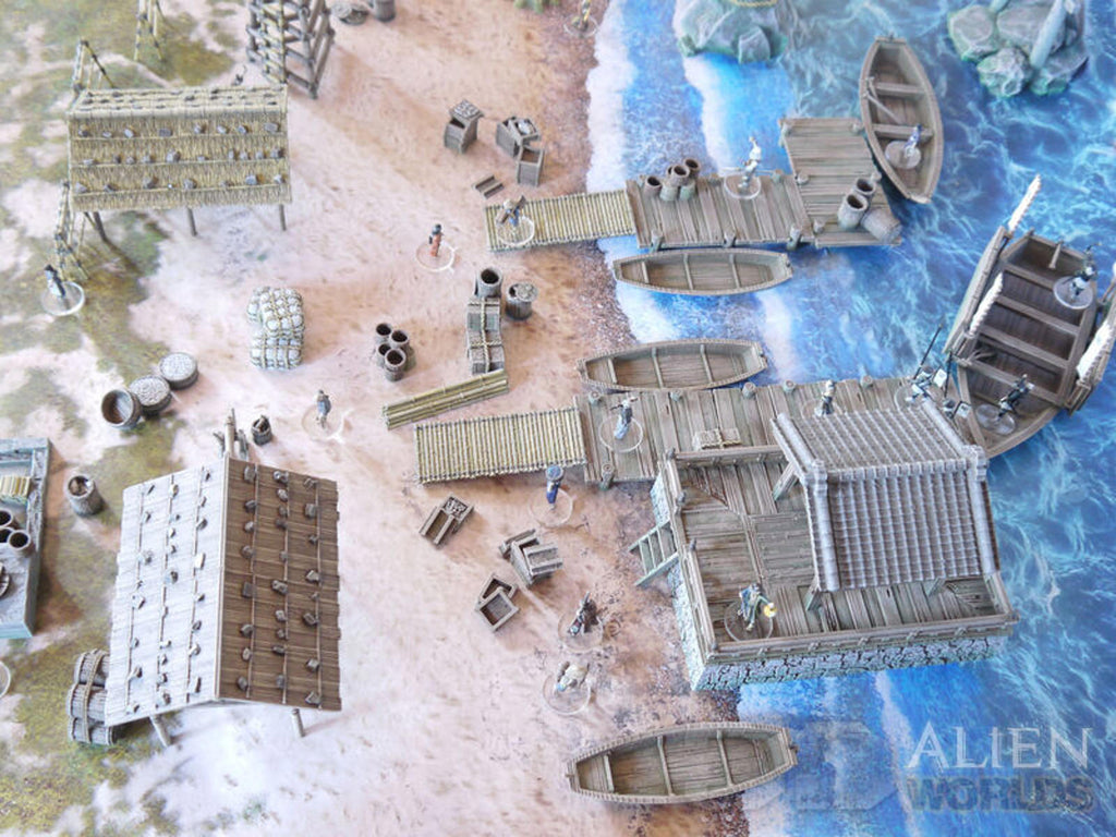 Samurai Fishing Village Set 28mm 3D printed Gaming terrain - 3D Alien Worlds