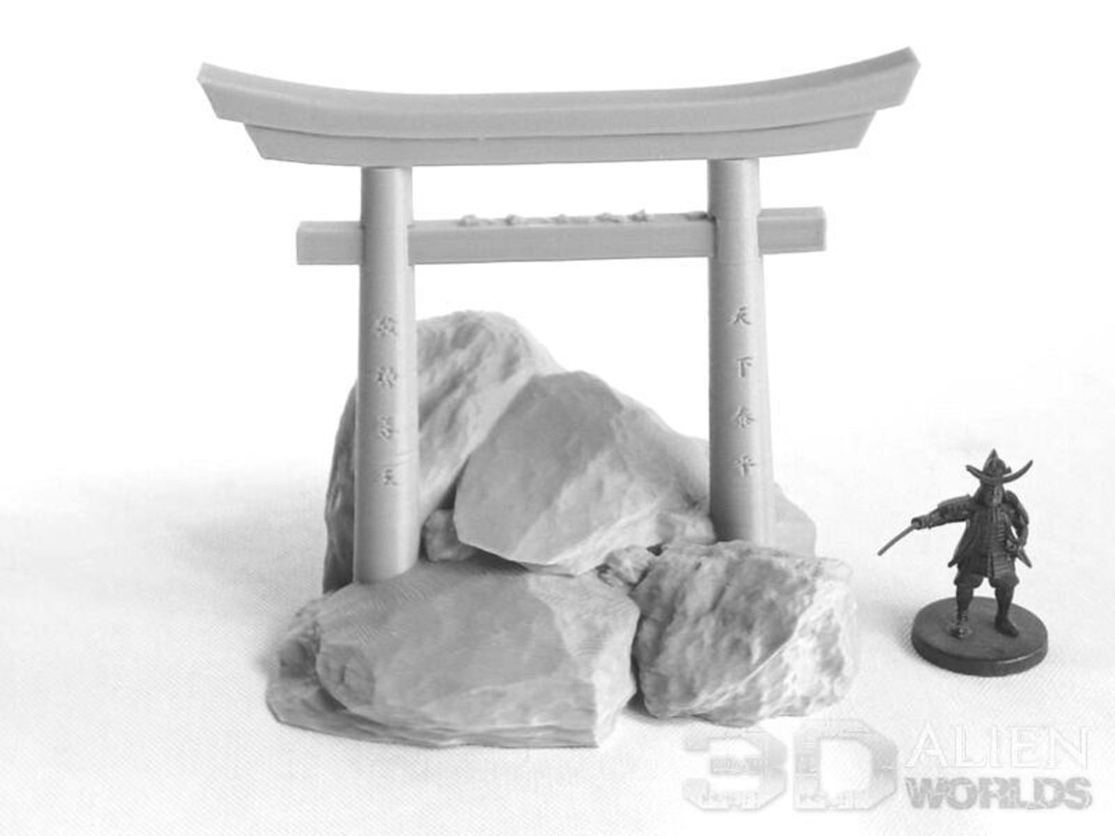 Samurai Fishing Village Rocks & Torii 28mm 3D printed Gaming terrain, Bushido - 3D Alien Worlds