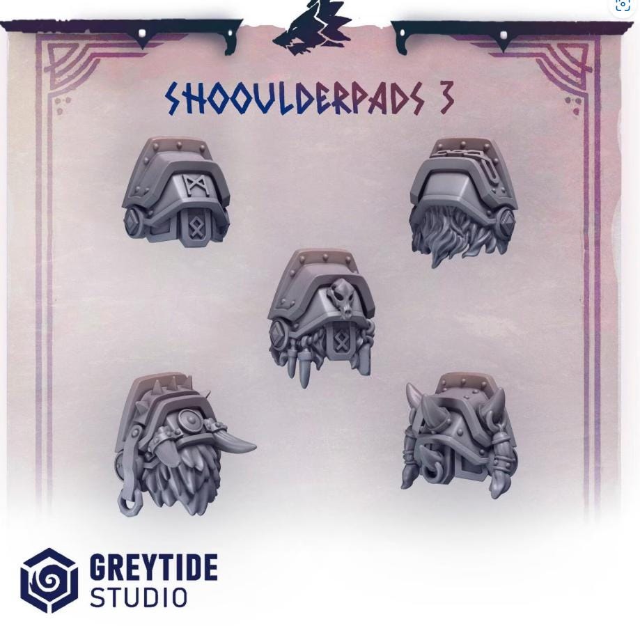 Primal Hounds Shoulder Pads 3 | RPG Tabletop Miniature Wargaming Grim-Dark Sci-Fi