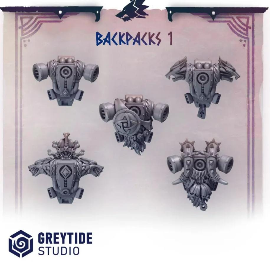 Primal Hounds Backpacks Set 1 | Tabletop Miniature Wargaming Grim-Dark Sci-Fi