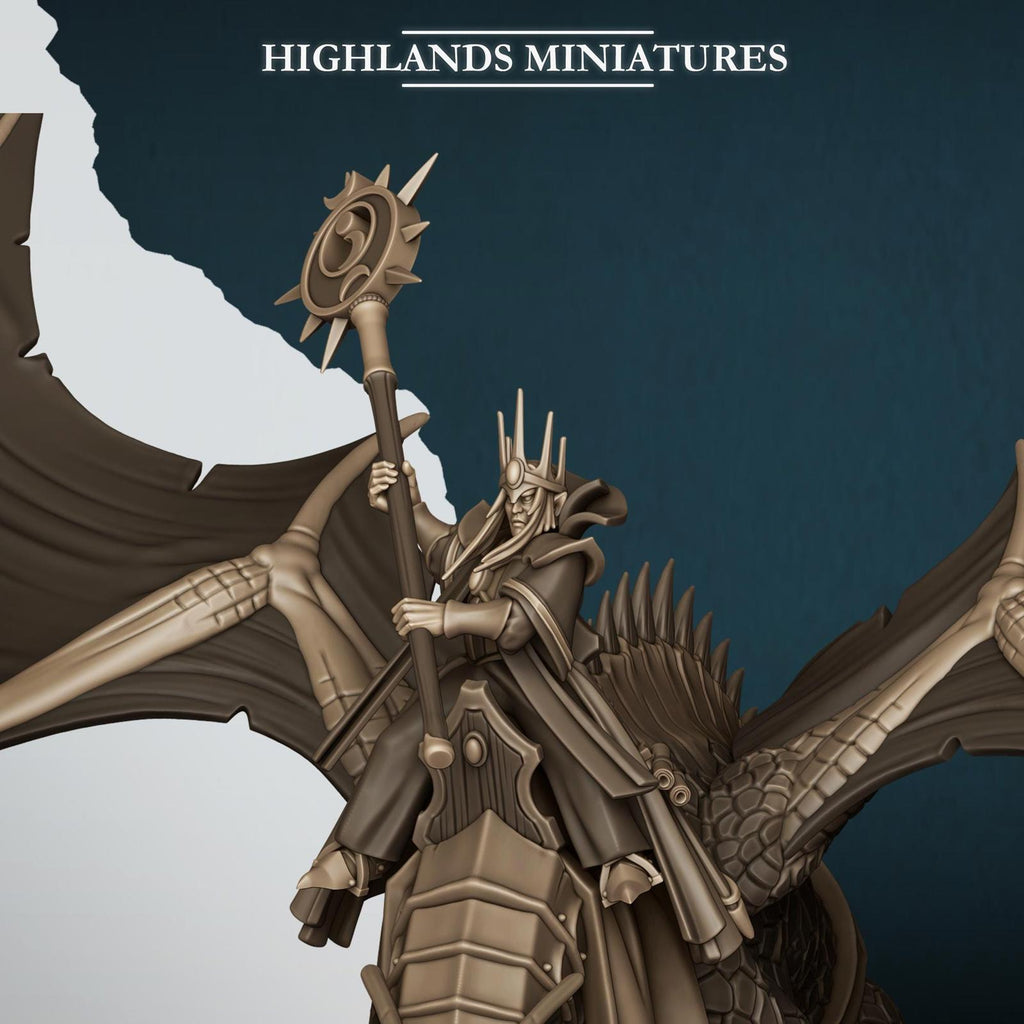 Aegean Elf Great Mage on Dragon - Highlands Miniatures