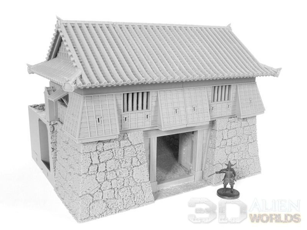 Samurai Castle Gate tower 28mm 3D printed terrain test of honour 3DAlienworld