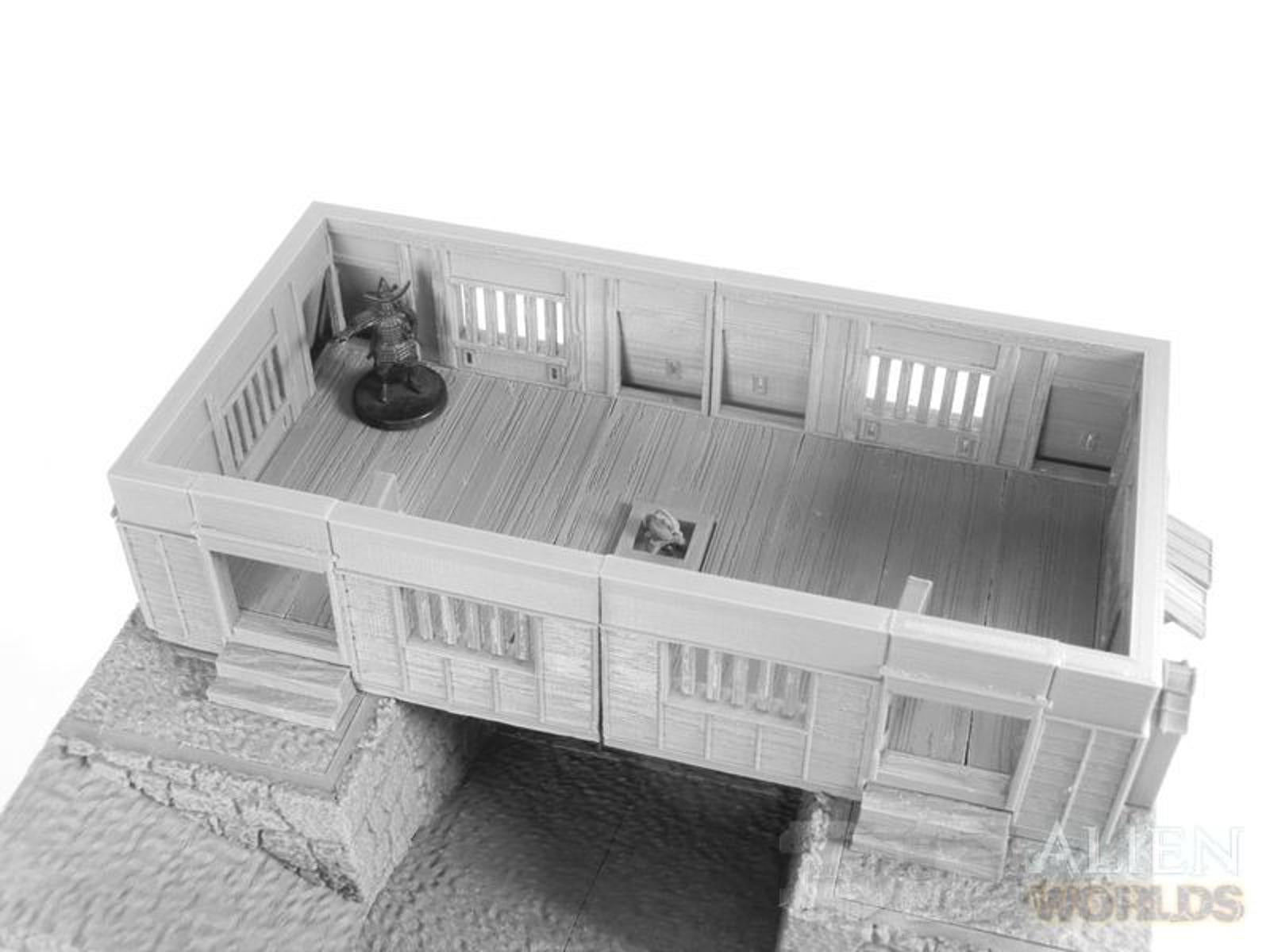 Samurai Castle Gate tower 28mm 3D printed terrain test of honour 3DAlienworld