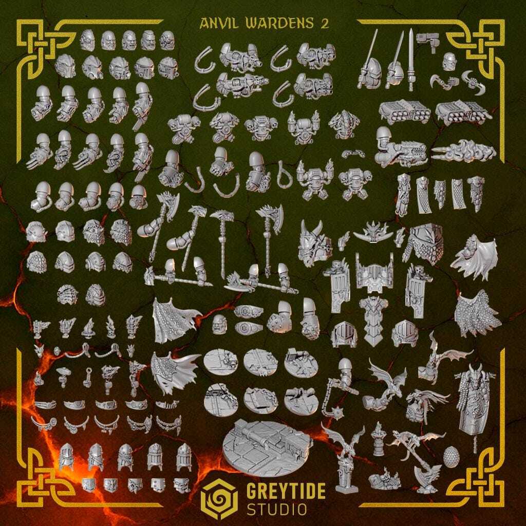 Anvil Wardens pack 2 - RPG Tabletop Miniature Wargaming Grim-Dark Sci-Fi for Volcanic Lizards