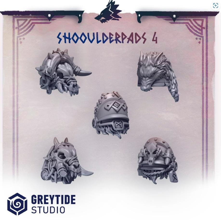 Primal Hounds Shoulder Pads 4 | Tabletop Miniature Wargaming Grim-Dark Sci-Fi