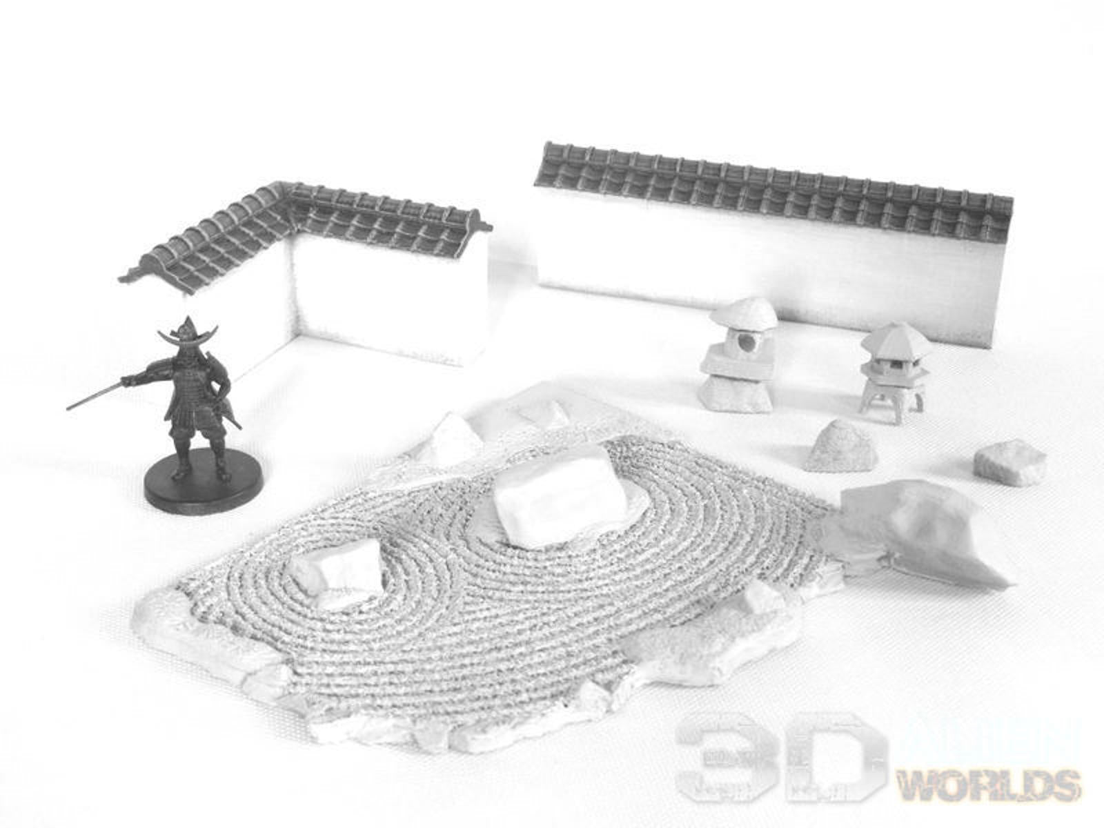 Samurai Zen Garden set 28mm 3D printed terrain test of honour - 3DAlienworlds