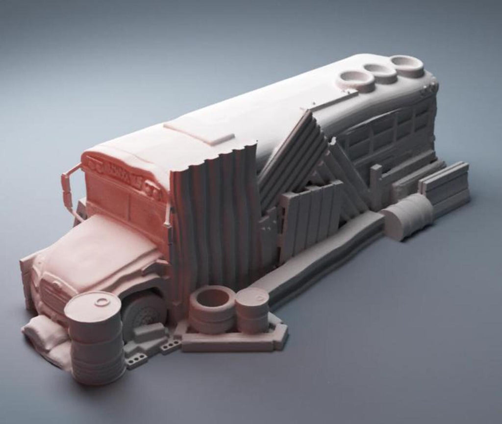 Urban Wrecked School Bus Barricade – Modern City Building for MCP – Corvus Games Terrain