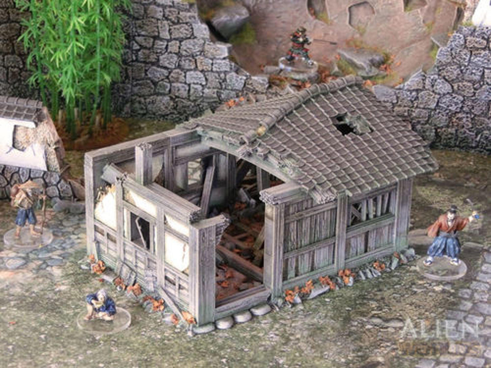 Samurai Ruined Hut 28mm 3D printed Gaming terrain - 3D Alien Worlds