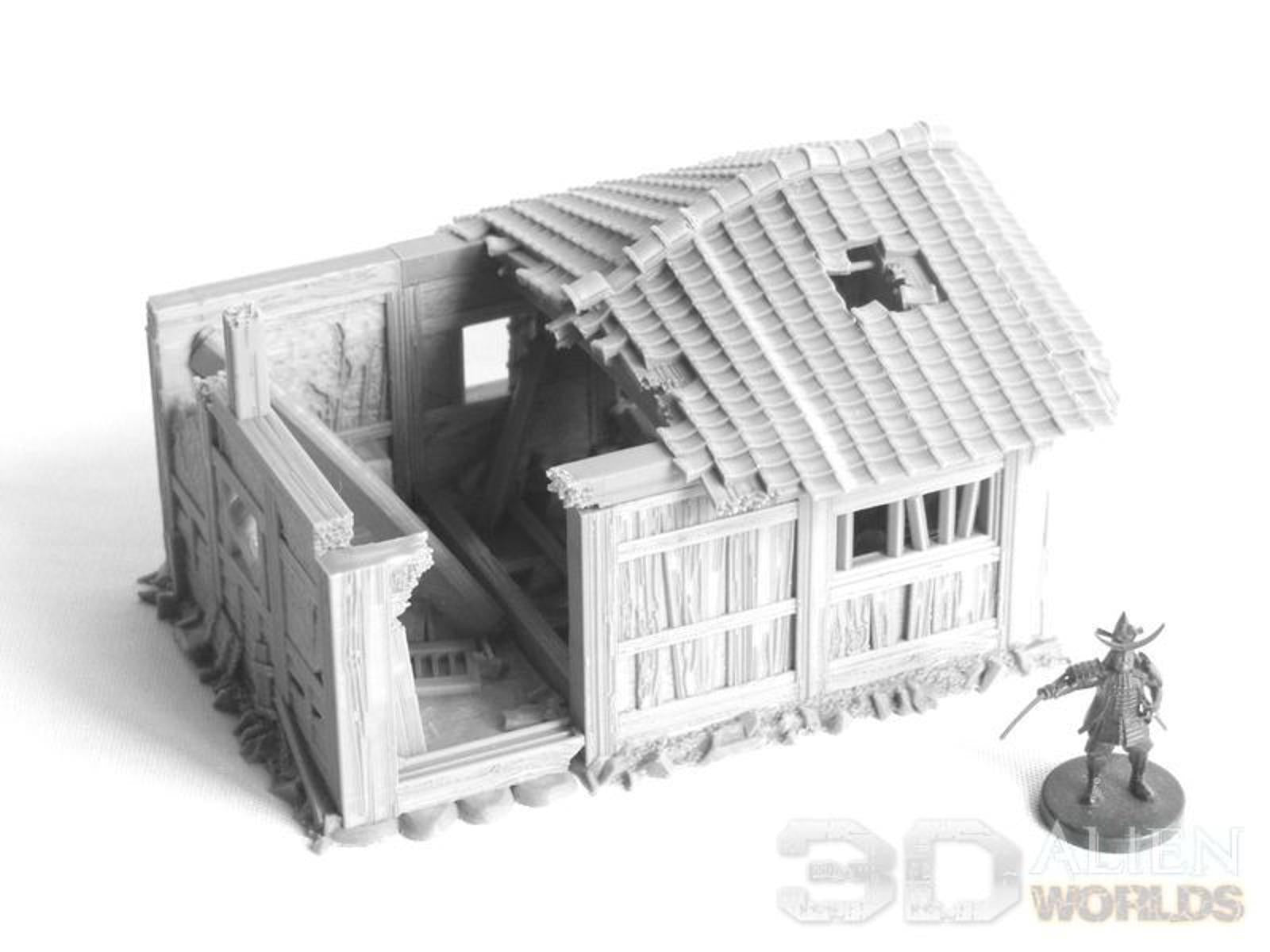 Samurai Ruined Hut 28mm 3D printed Gaming terrain - 3D Alien Worlds