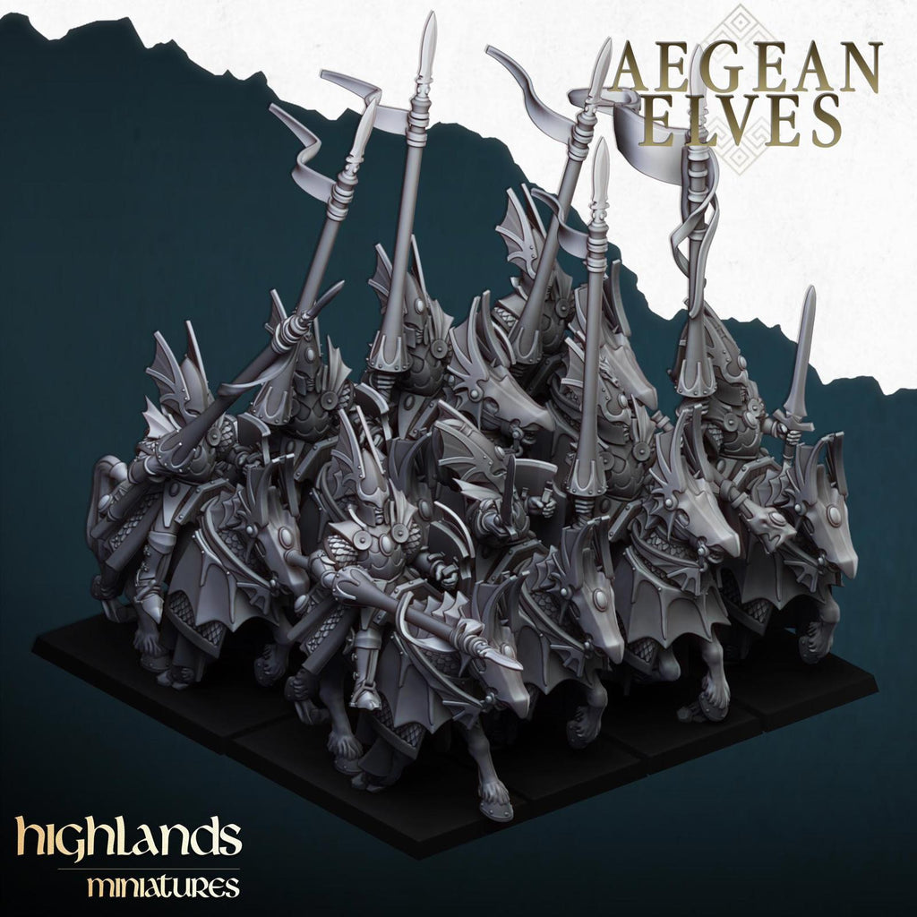 Aegean Elves Dragon Knights - Highlands Miniatures