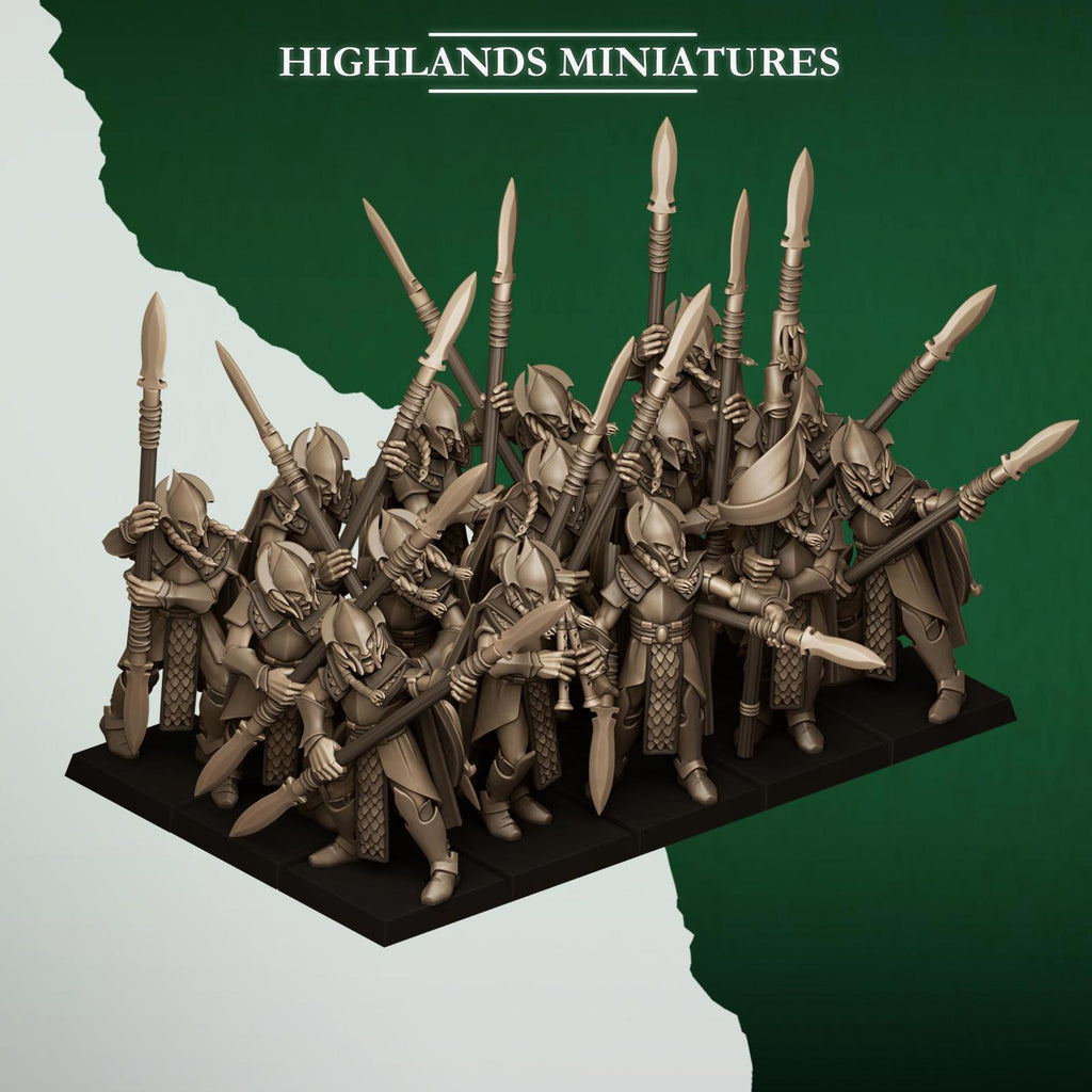 Feral Elves Spearmen Regiment for Fantasy Wargaming by Highland Miniatures