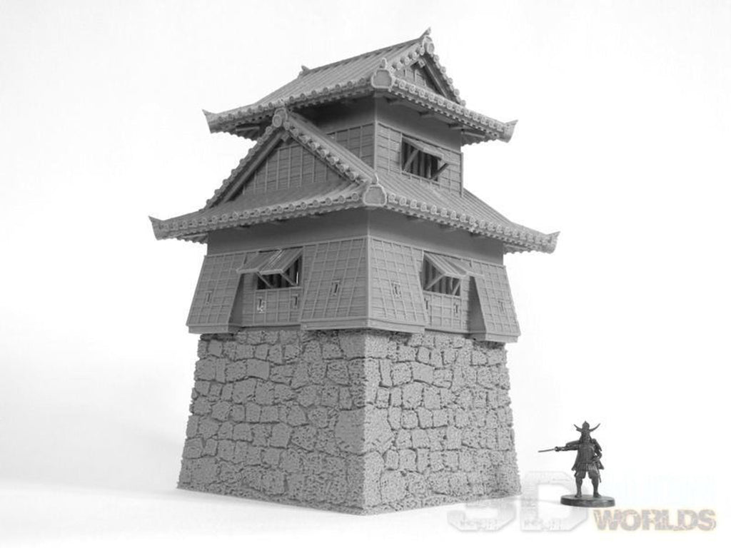 Samurai Castle Corner tower 28mm 3D printed terrain test of honour 3DAlienworld