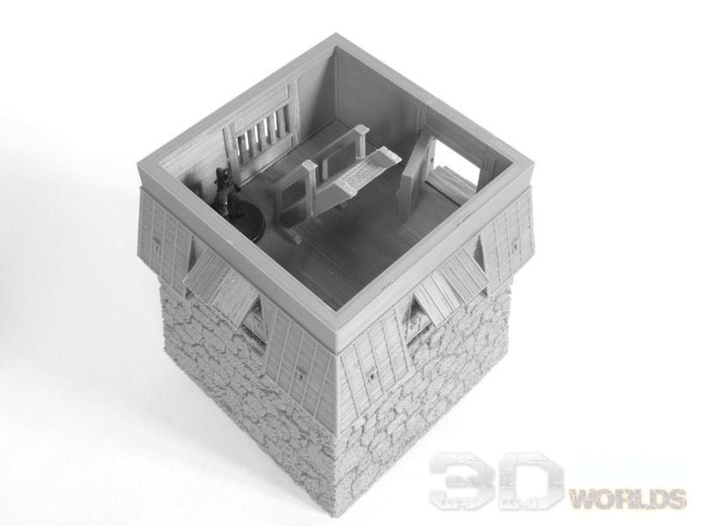 Samurai Castle Corner tower 28mm 3D printed terrain test of honour 3DAlienworld