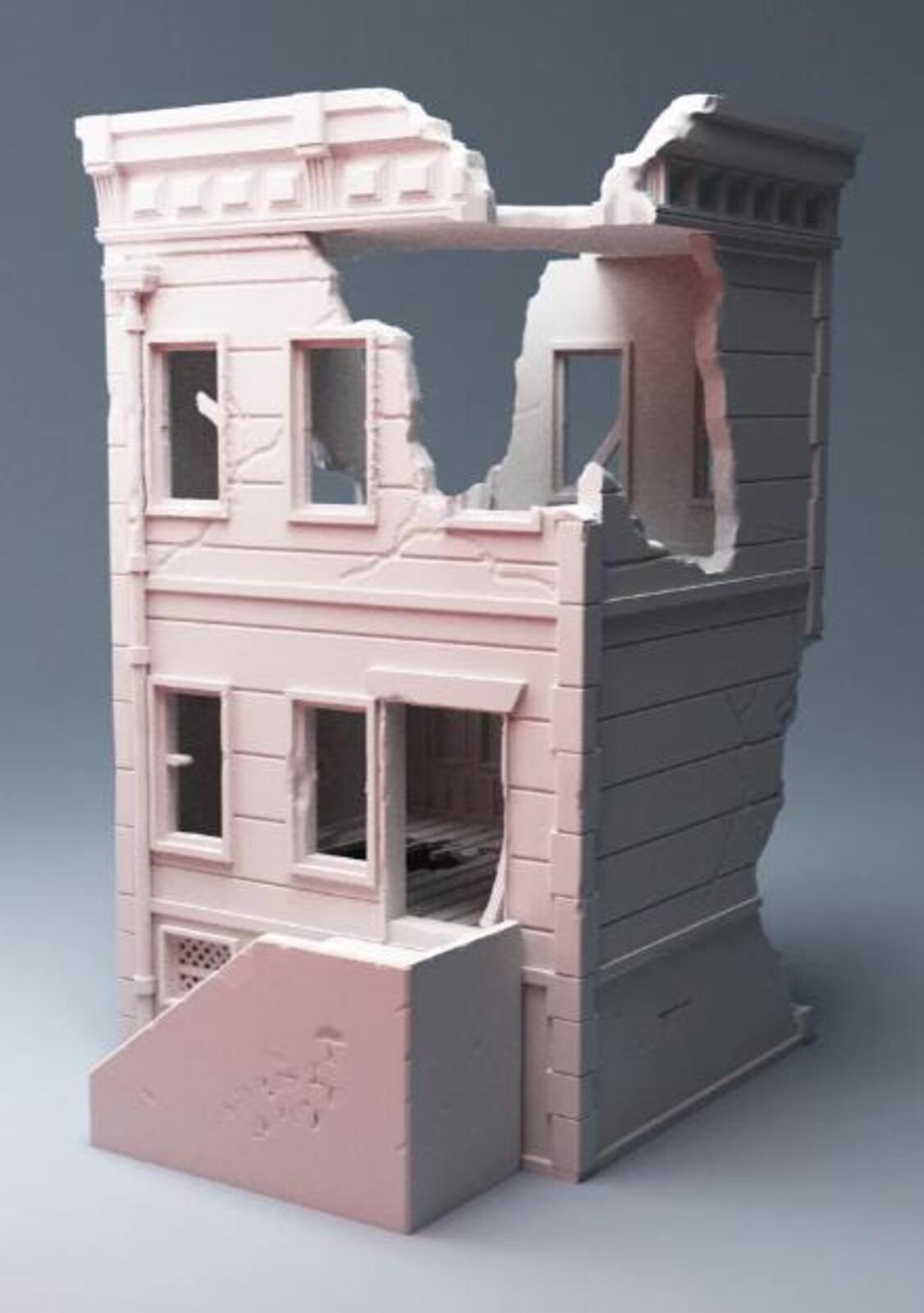 Urban Ruined Three Floor House B – Modern City Building for MCP – Corvus Games Terrain
