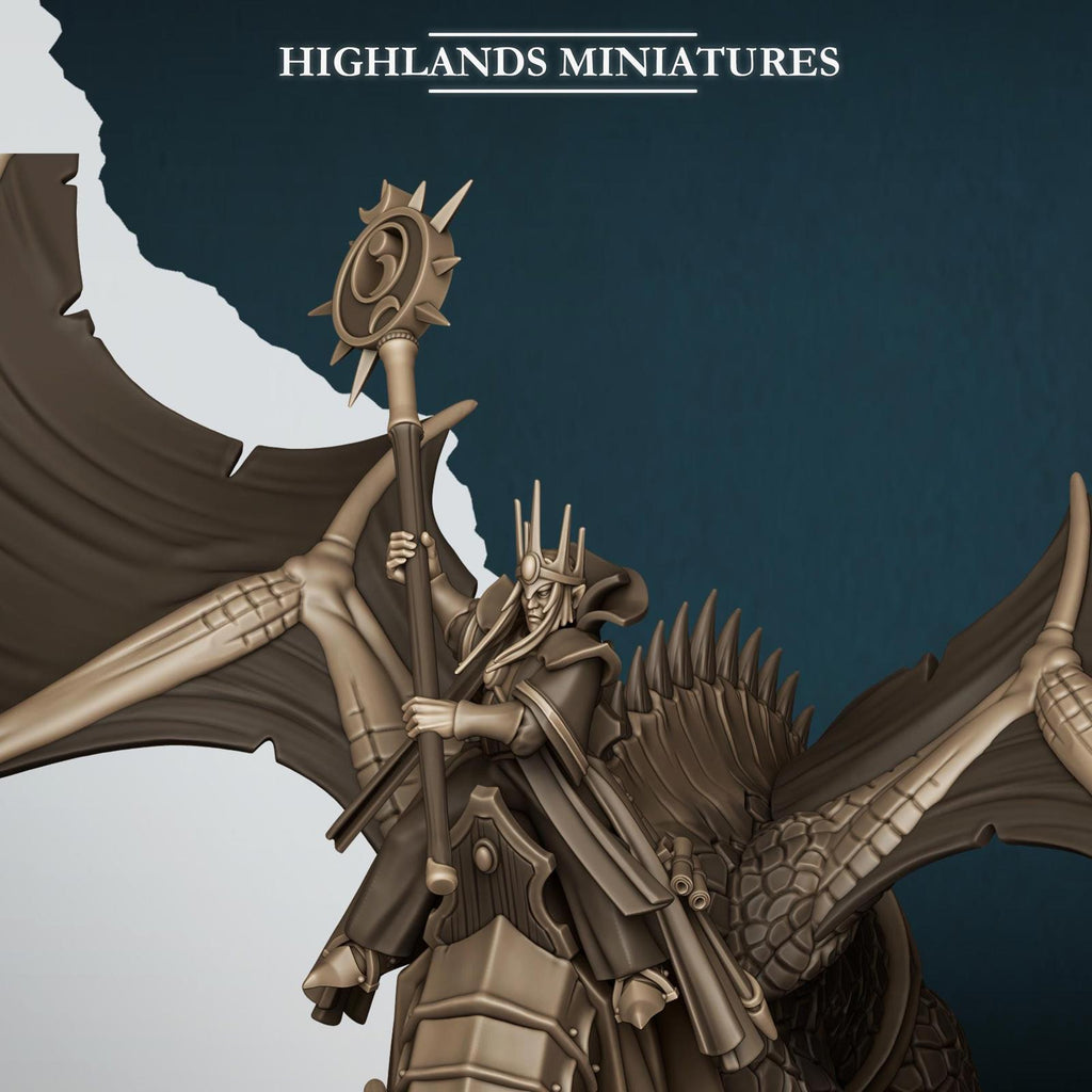 Aegean Elf Great Mage on Dragon - Highlands Miniatures
