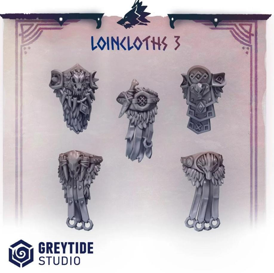 Primal Hounds Loincloths Set 3 | Tabletop Miniature Wargaming Grim-Dark Sci-Fi  Proxy