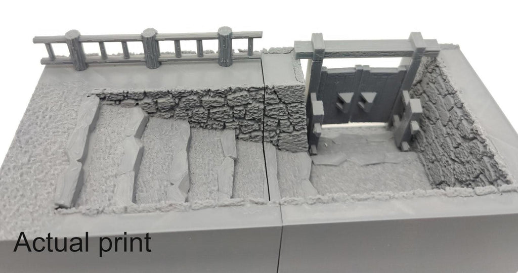Samurai Castle Walls Slope 28mm 3D printed terrain test of honour 3DAlienworld
