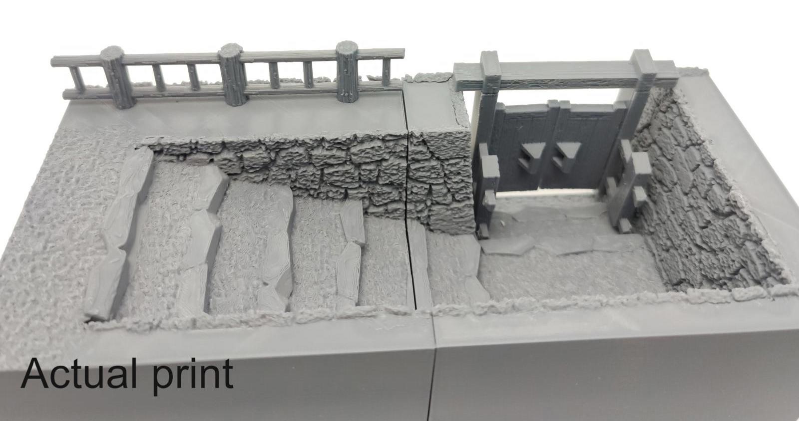 Samurai Castle Walls Slope 28mm 3D printed terrain test of honour 3DAlienworld