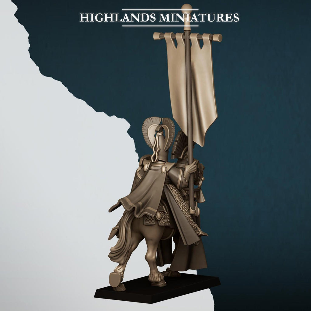 Aegean Elf BSB (mounted, on foot) - Highlands Miniatures