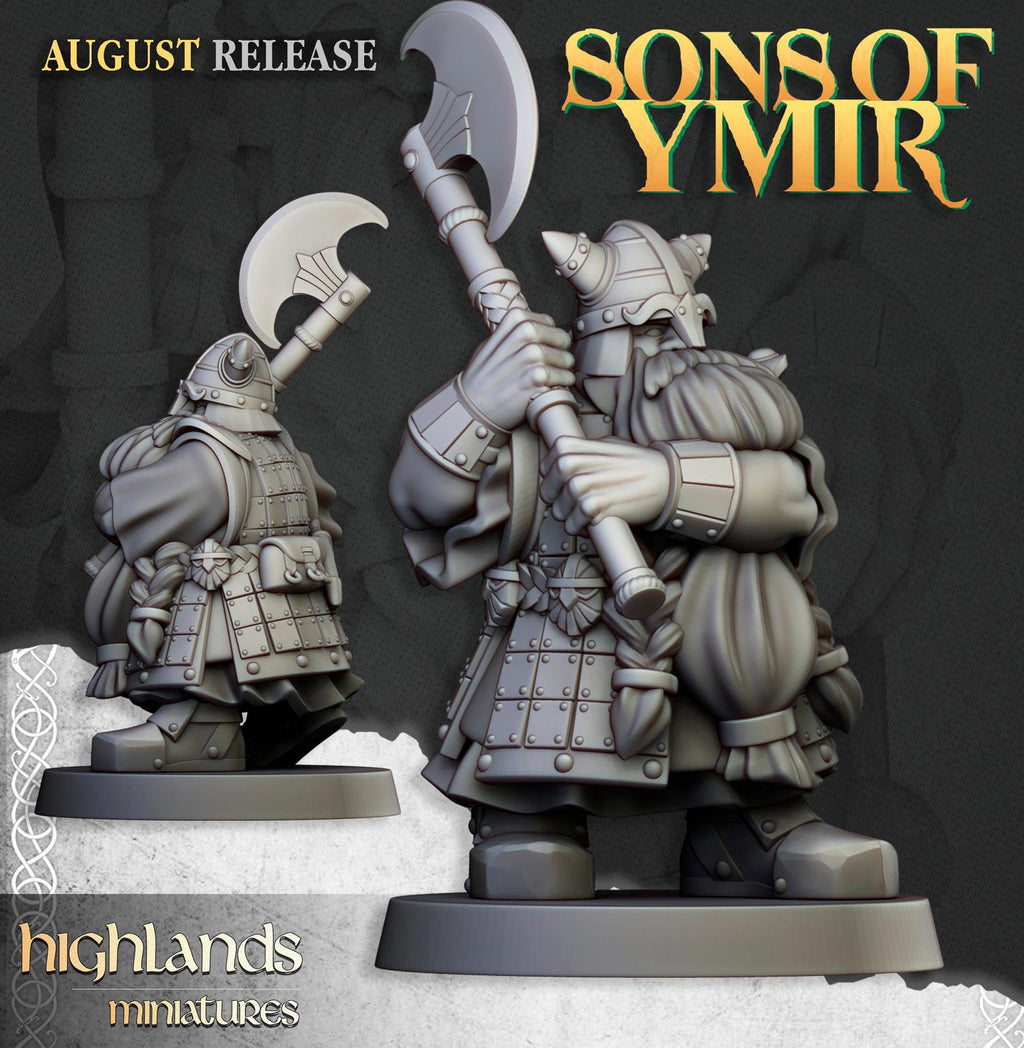 Dwarf Veterans with Two Handed Weapons - Highlands Miniatures